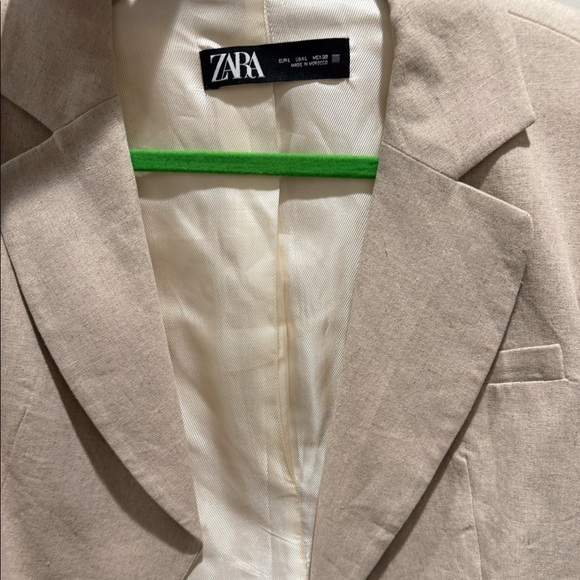 Linen cropped blazer - dark brown buttons. Size L - Picture 4 of 7